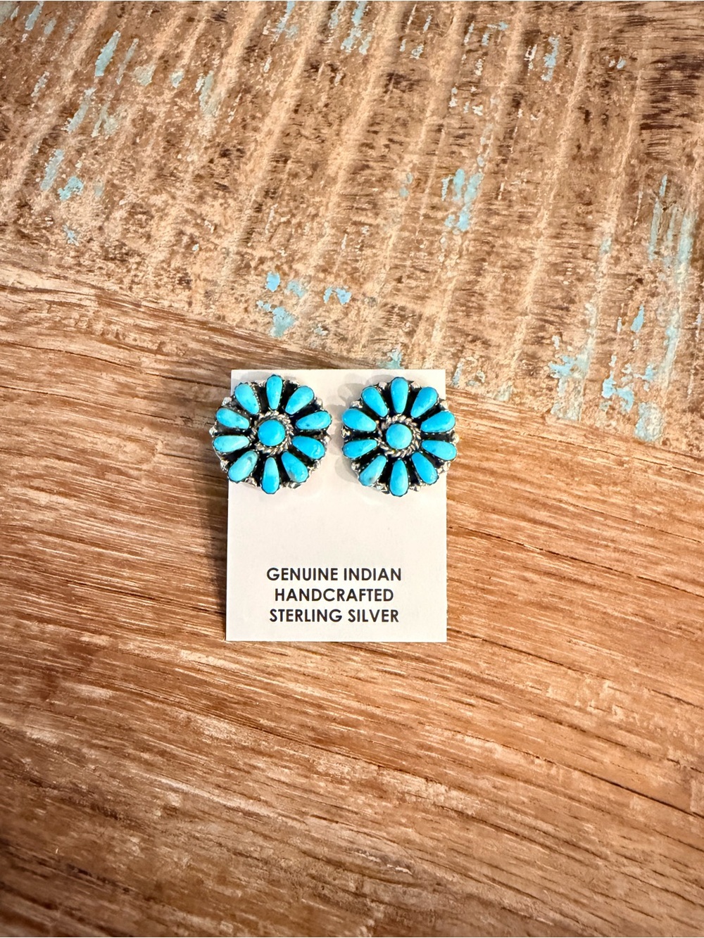 Turquoise Flower Cluster Sterling Silver Stud Earrings
